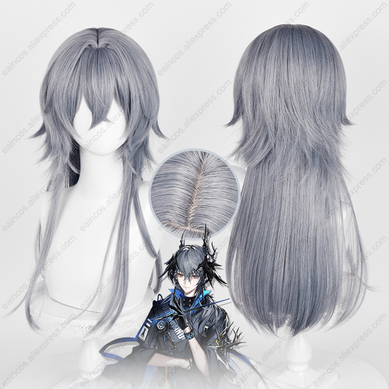 Anime Cosplay Blue Hair - Arknights 로고 코스프레 가발 62cm 긴