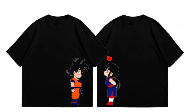 Anime Cosplay Couple - 손오공 또는 밀크 치치 커플 티셔츠