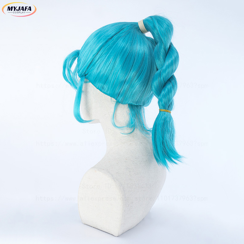 불마 코스프레 가발 부루마 가발 블루 브레이드 포니테일 - Anime Cosplay Blue Hair 리뷰 및 가격